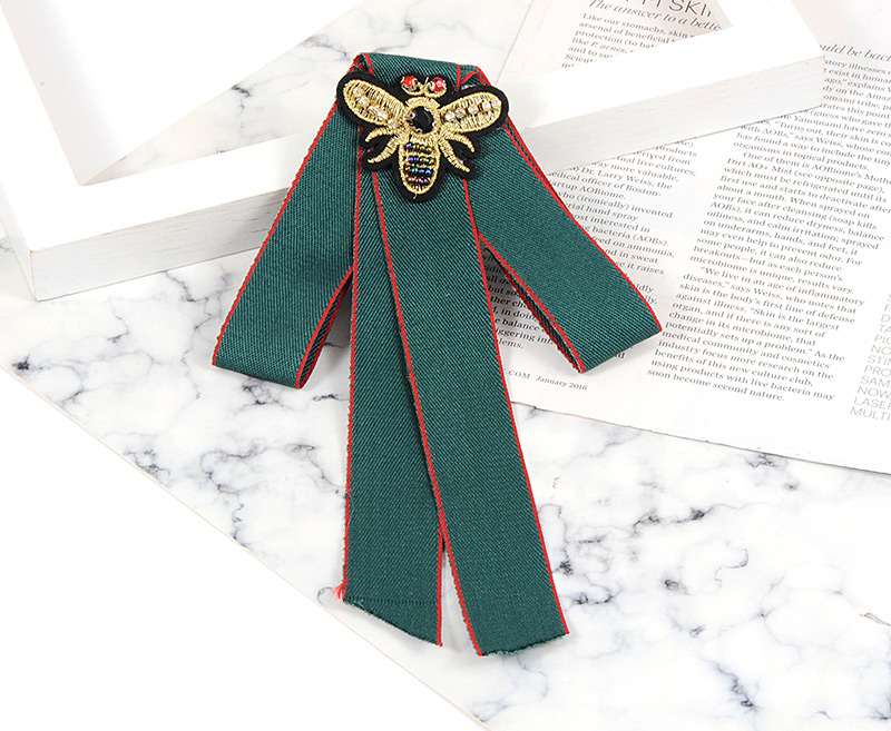 Elegant Green Bee Shape Decorated Bow-tie,Korean Brooches