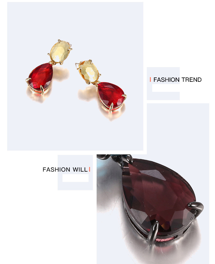 Fashion Coffee Water Drop Shape Decorated Earrings,Drop Earrings