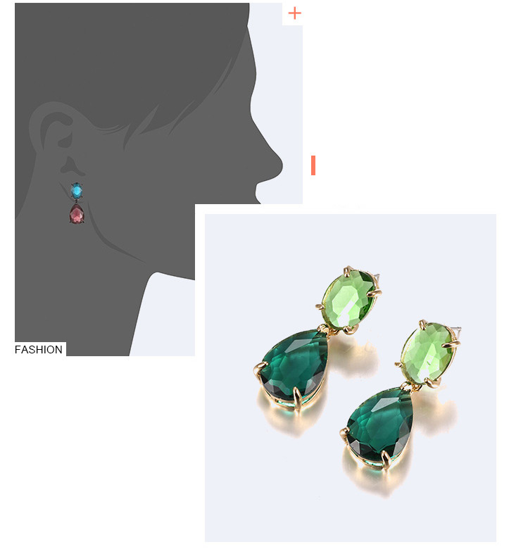 Fashion Green Water Drop Shape Decorated Earrings,Drop Earrings