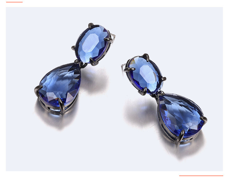 Fashion Dark Blue Water Drop Shape Decorated Earrings,Drop Earrings
