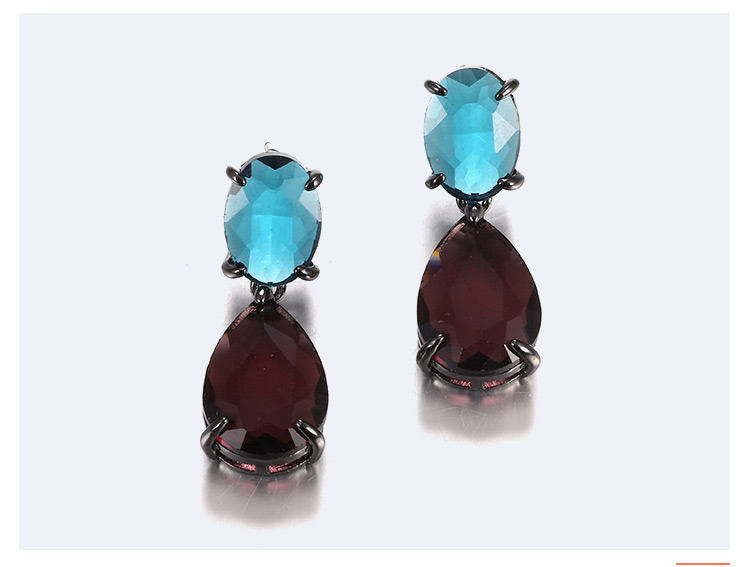 Fashion Dark Blue Water Drop Shape Decorated Earrings,Drop Earrings