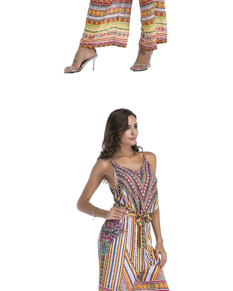 Bohemia Multi-color Square Shape Decorated Jumpsuits,Pants