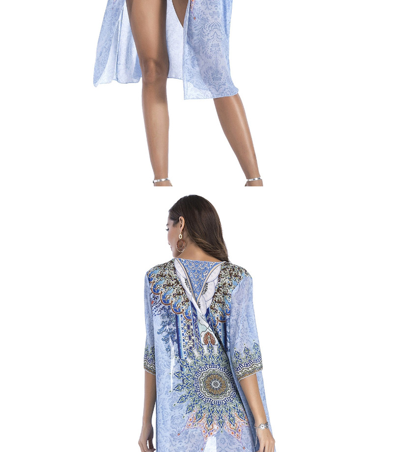 Bohemia Multi-color Geometric Shape Pattern Decorated Blouse,Sunscreen Shirts