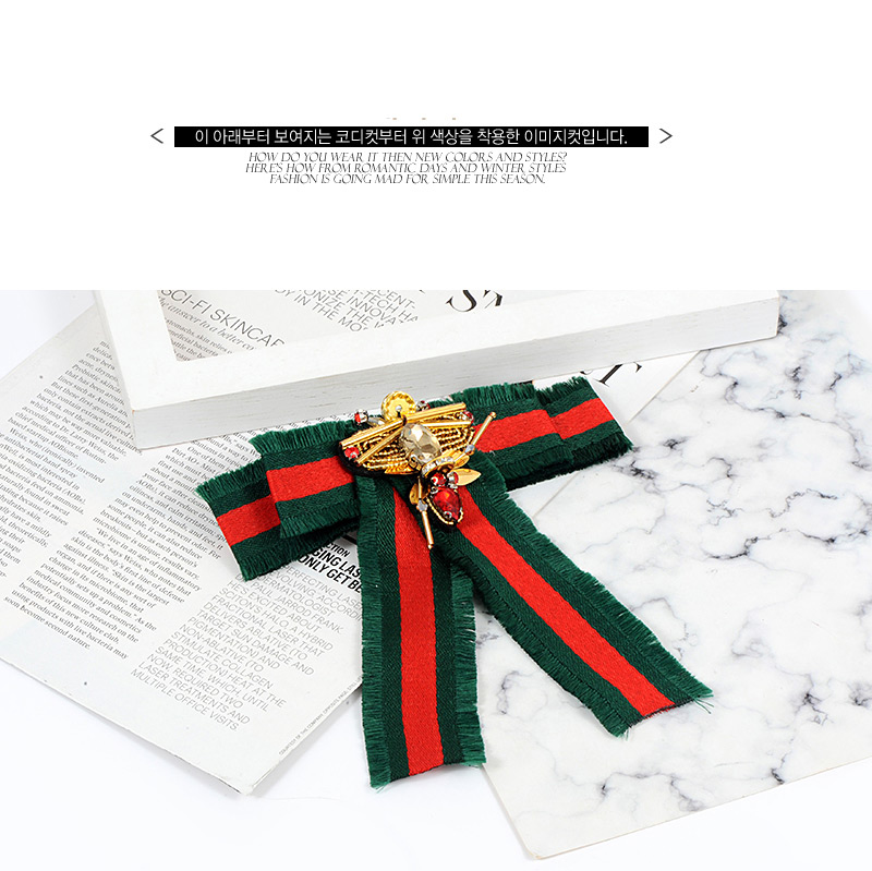 Elegant Red+green Bee Shape Decorated Bowknot Brooch,Korean Brooches