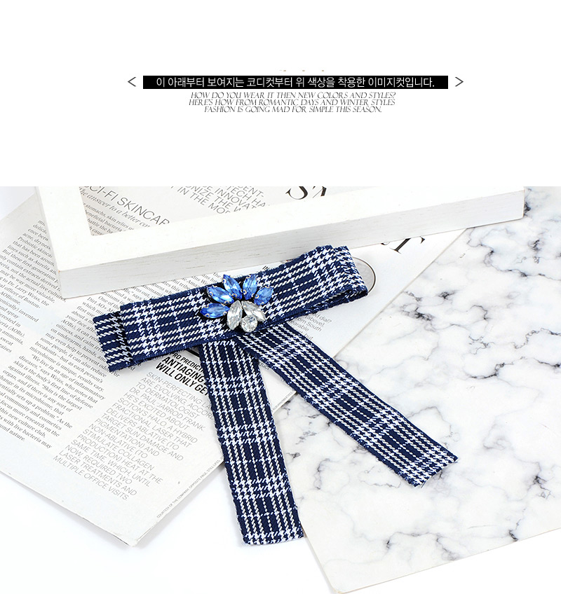 Elegant Navy+white Color-matching Decorated Bowknot Brooch,Korean Brooches