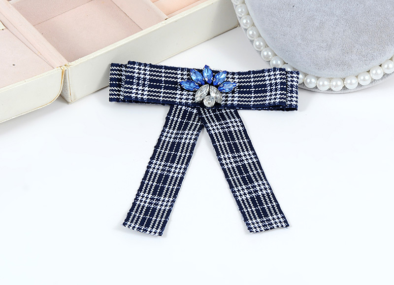 Elegant Navy+white Color-matching Decorated Bowknot Brooch,Korean Brooches