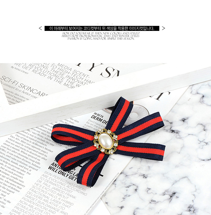 Elegant Red+navy Oval Shape Decorated Bowknot Brooch,Korean Brooches