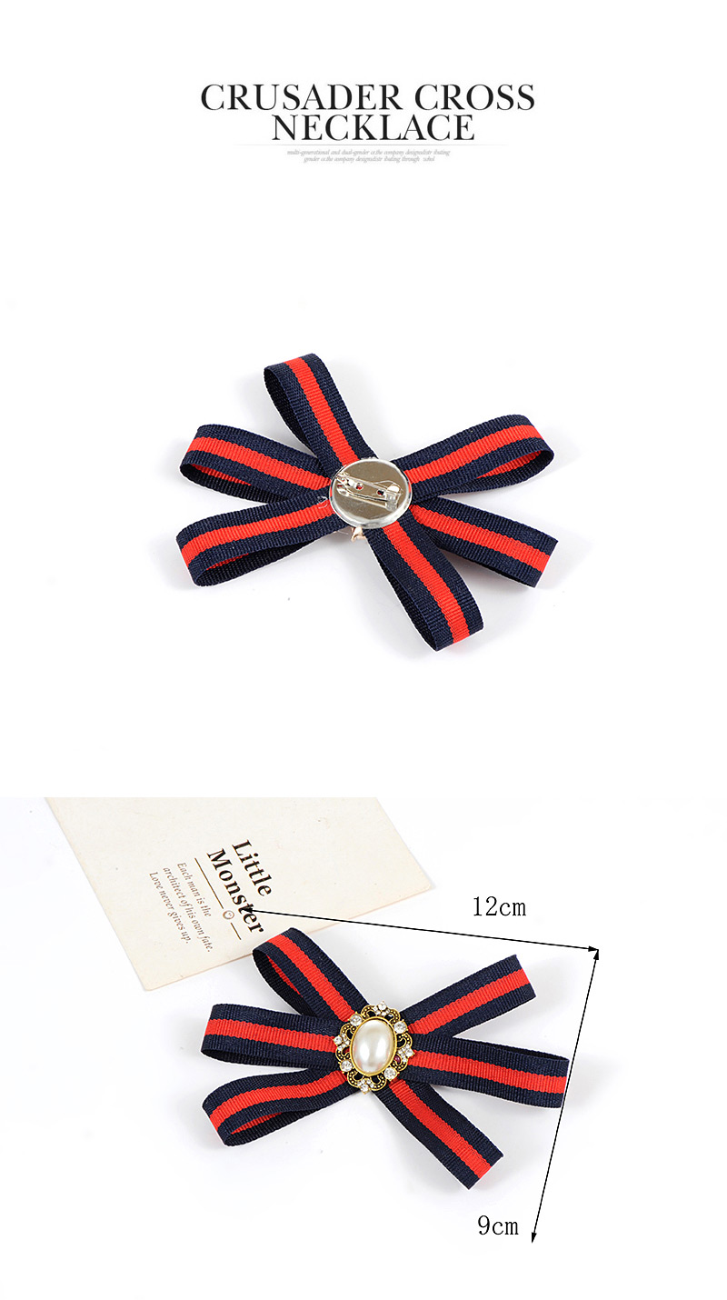 Elegant Red+navy Oval Shape Decorated Bowknot Brooch,Korean Brooches