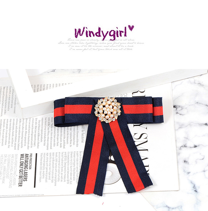 Elegant Navy+blue Hollow Out Decorated Bowknot Brooch,Korean Brooches