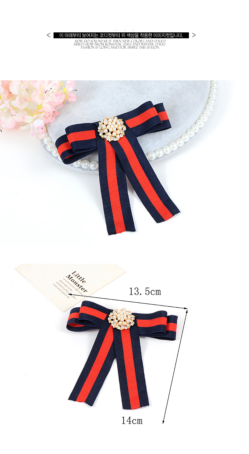 Elegant Navy+blue Hollow Out Decorated Bowknot Brooch,Korean Brooches
