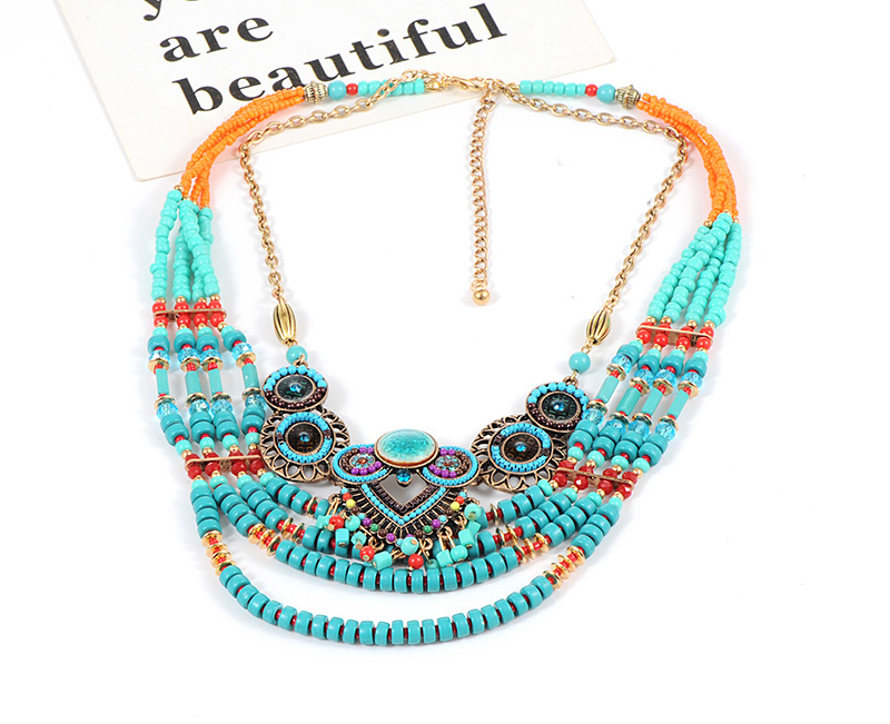 Fashion Green Hollow Out Decorated Multilayer Necklace,Beaded Necklaces