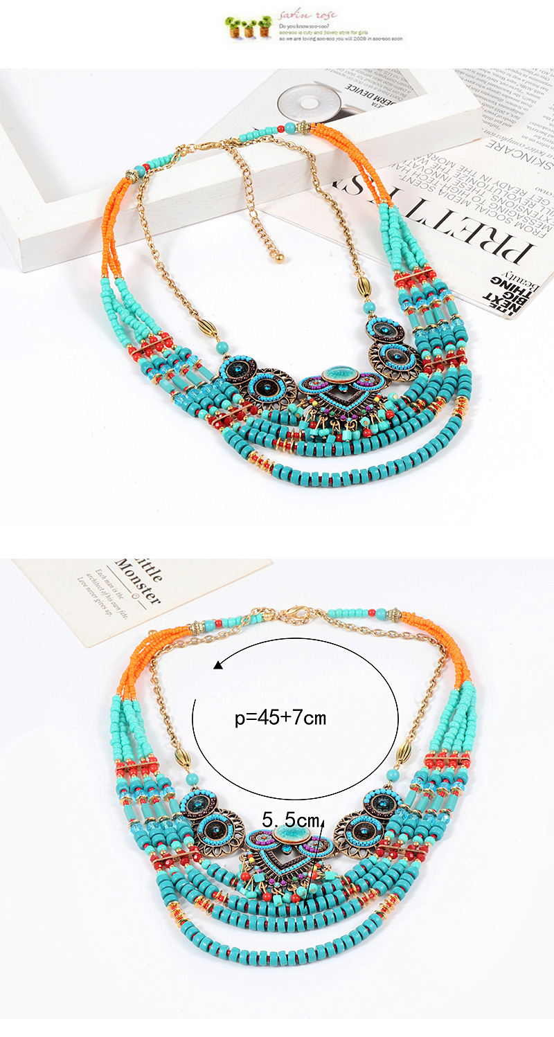 Fashion Green Hollow Out Decorated Multilayer Necklace,Beaded Necklaces