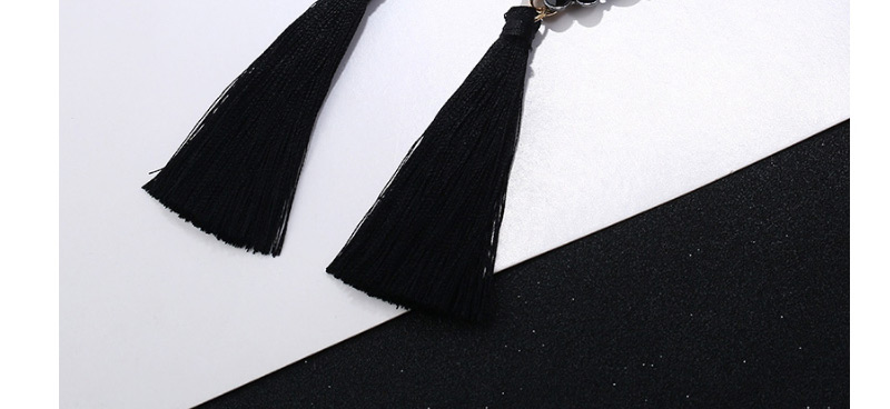Bohemia Black Pure Color Decorated Tassel Earrings,Drop Earrings