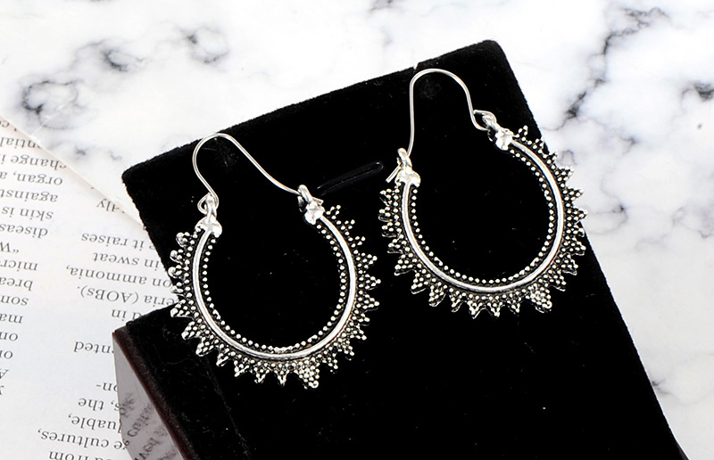 Fashion Silver Color Circular Ring Shape Decorated Earrings,Drop Earrings