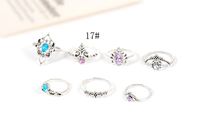 Fashion Silver Color Water Drop Shape Decorated Ring ( 7 Pcs ),Fashion Rings