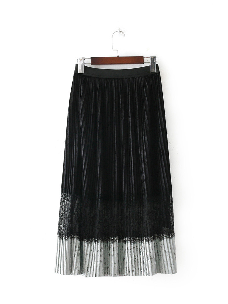 Fashion Black Pure Color Decorated Skirt,Skirts