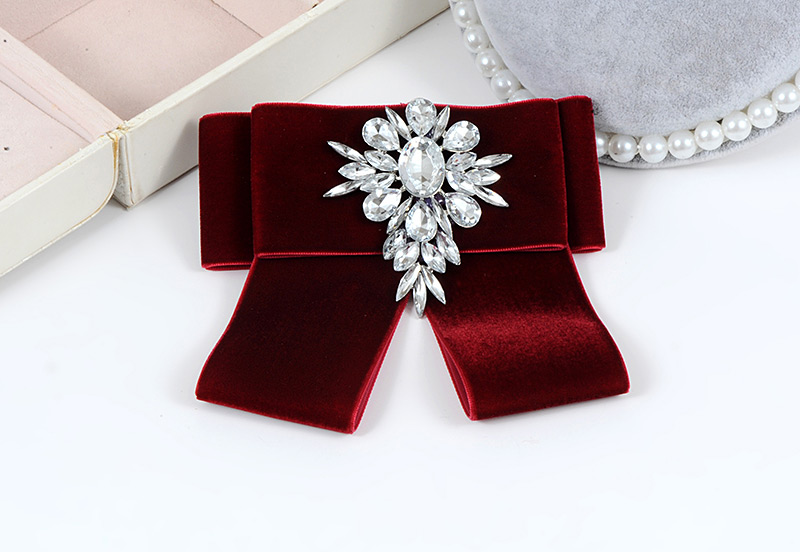 Fashion Claret Red Oval Shape Decorated Bowknot Brooch,Korean Brooches