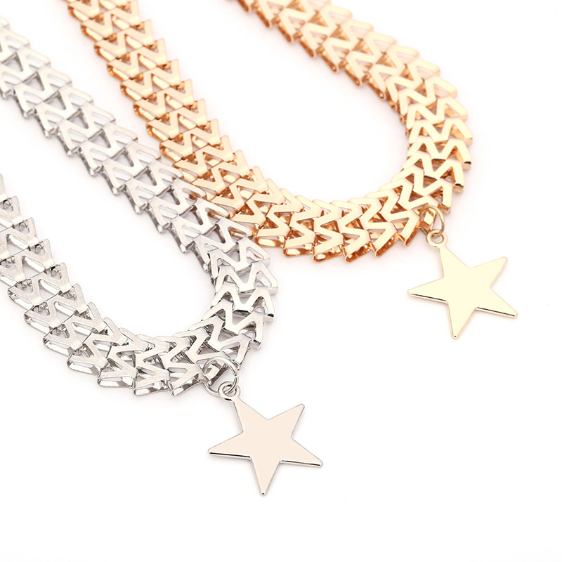 Fashion Gold Color Star Shape Decorated Choker,Pendants