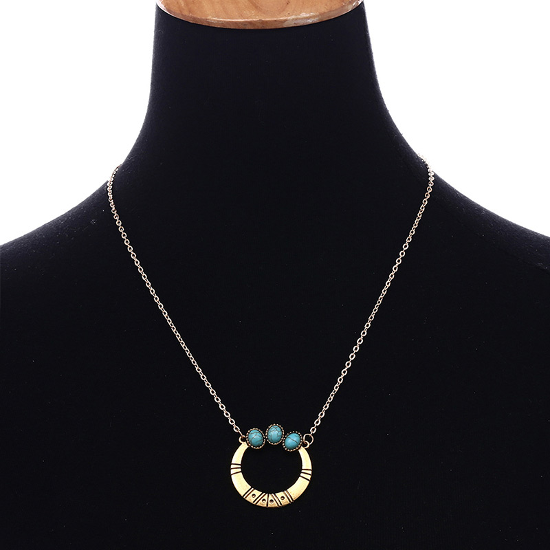 Fashion Antique Gold Circular Ring Shape Decorated Necklace,Pendants