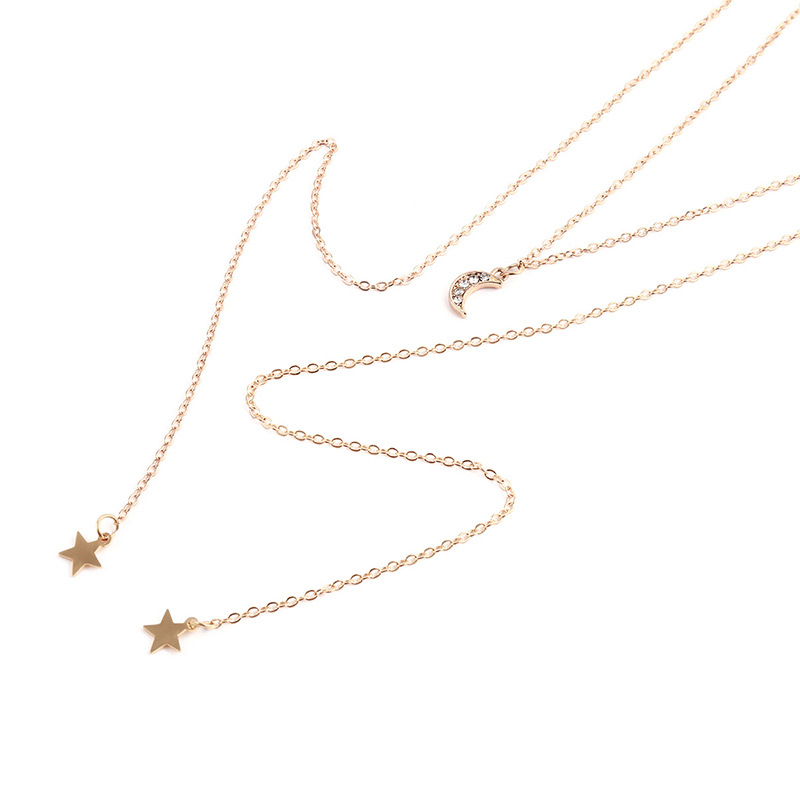 Fashion Silver Color Star&moon Shape Decorated Necklace,Multi Strand Necklaces