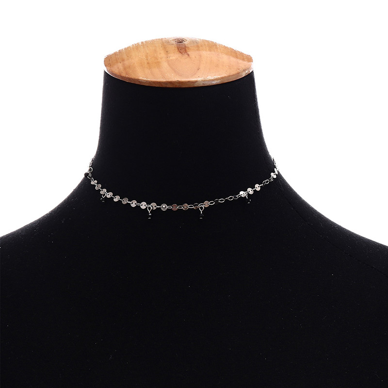 Fashion Silver Color Sequins Decorated Necklace,Pendants