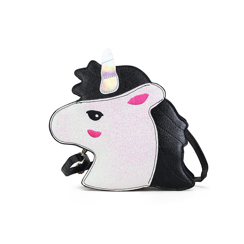 Fashion Black Unicorn Shape Decorated Shoulder Bag,Shoulder bags