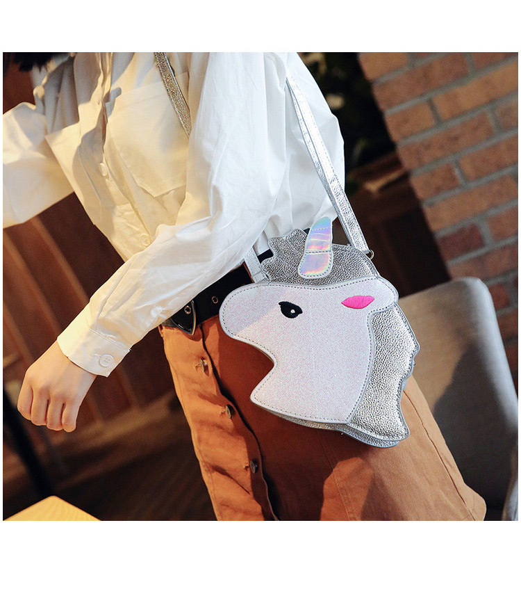 Fashion Pink+white Unicorn Shape Decorated Shoulder Bag,Shoulder bags
