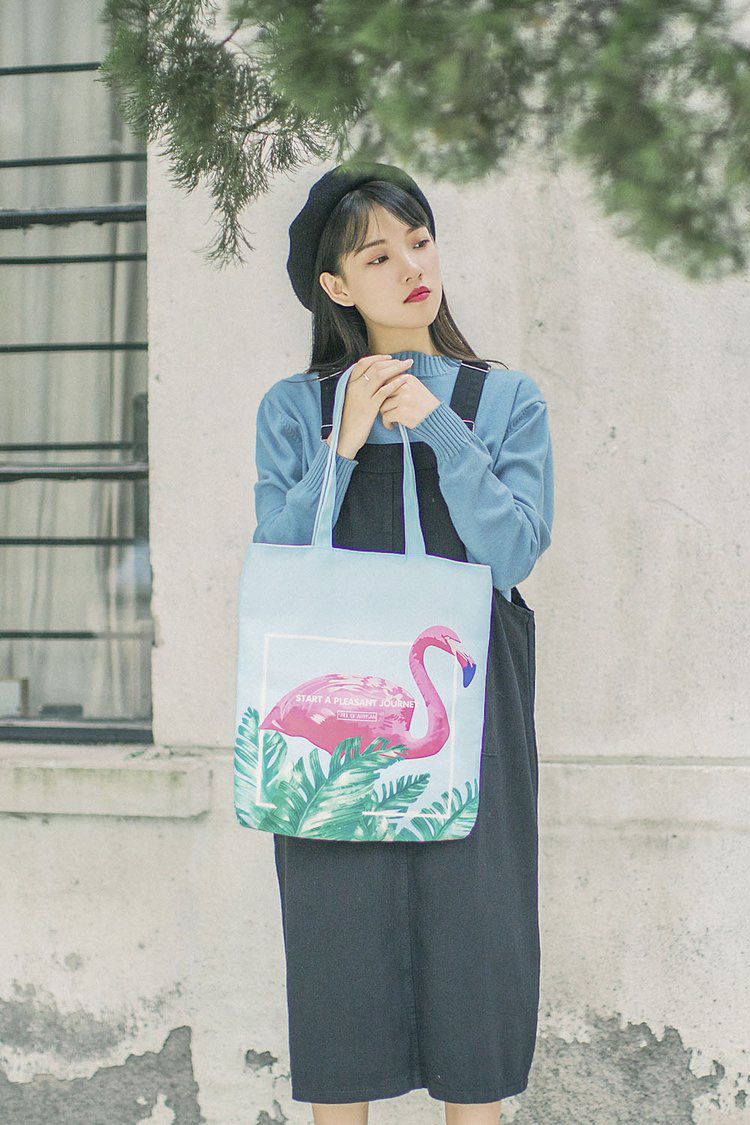 Fashion White Flamingo Pattern Decorated Shoulder Bag,Messenger bags