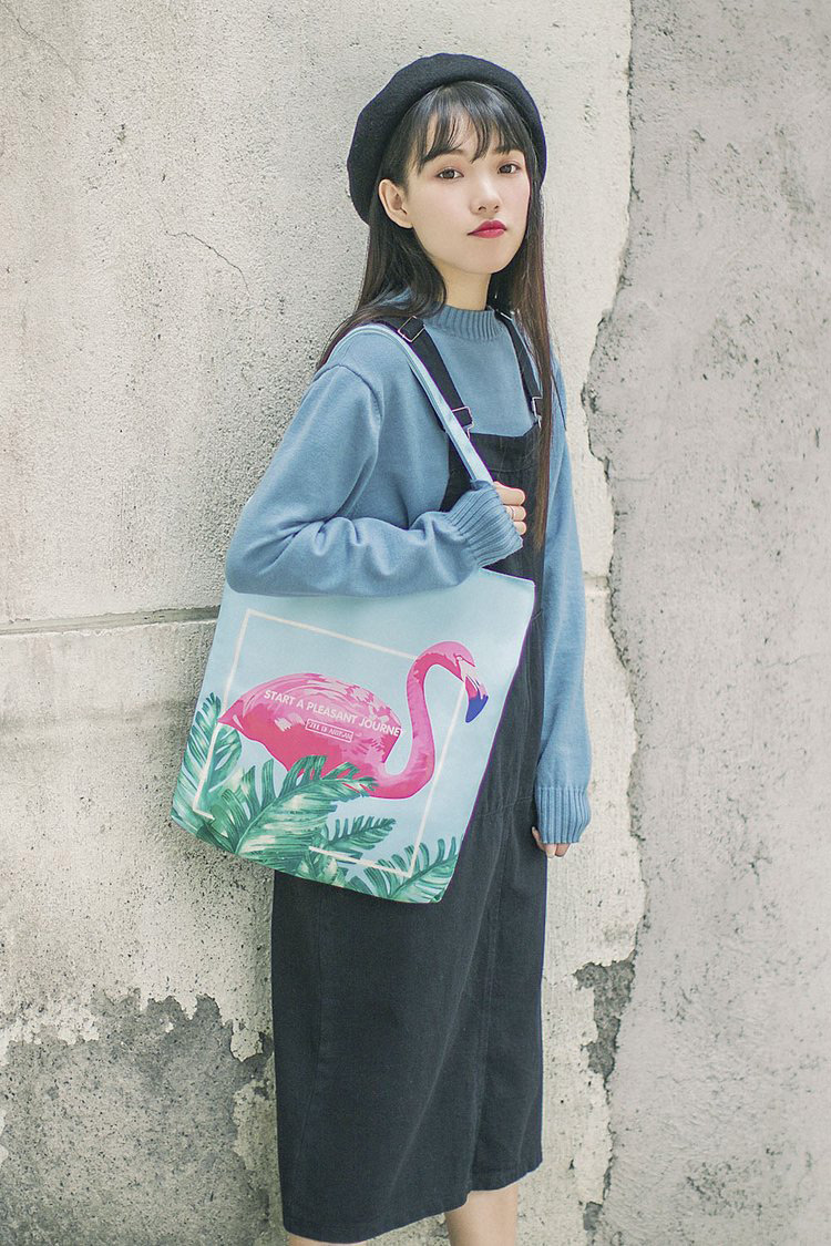 Fashion Black Flamingo Pattern Decorated Shoulder Bag,Messenger bags
