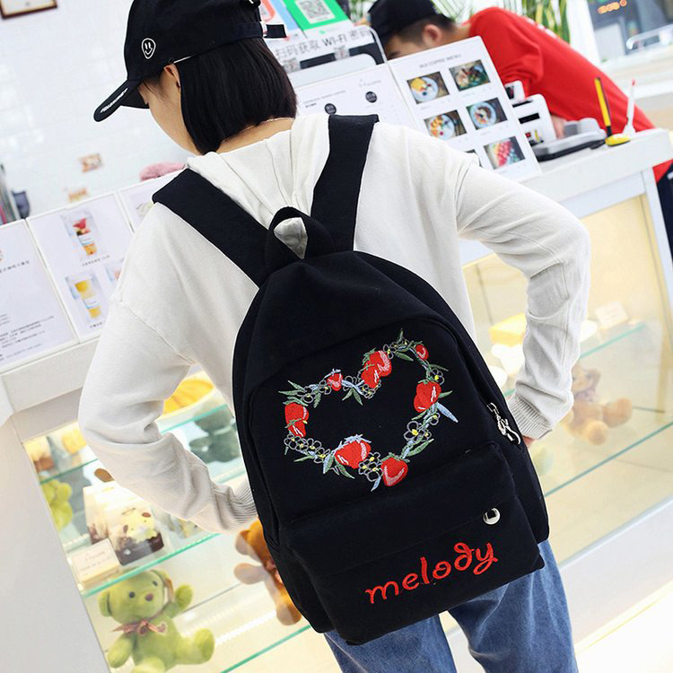 Fashion White Strawberry Pattern Decorated Backpack,Backpack