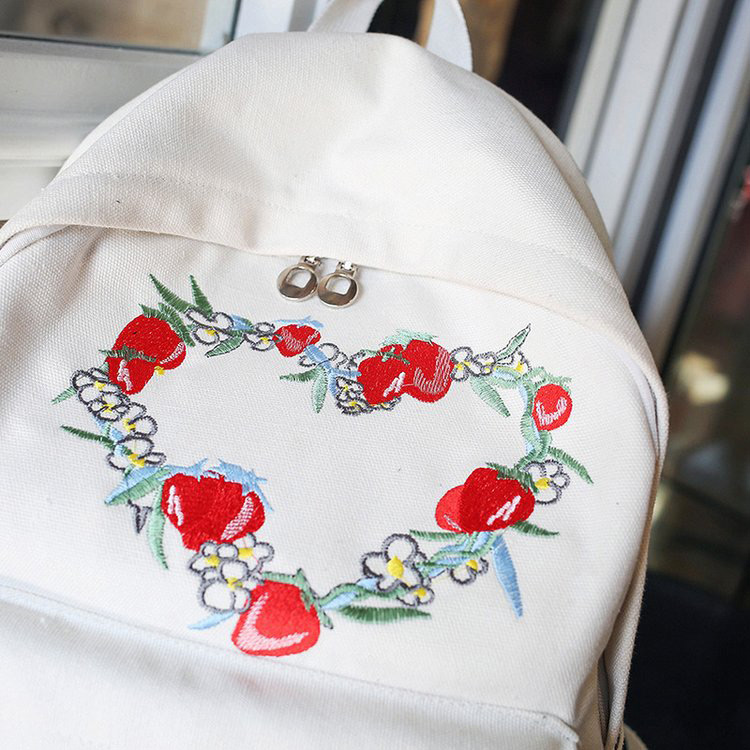Fashion White Strawberry Pattern Decorated Backpack,Backpack