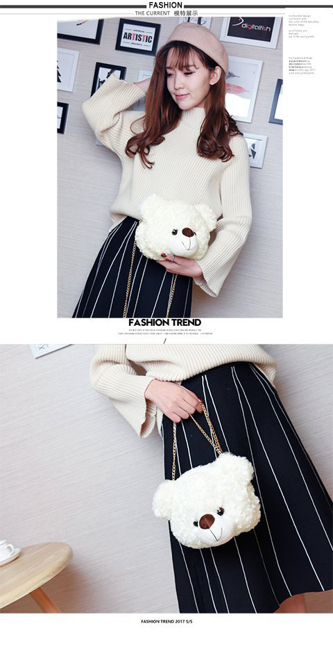 Fashion White Bear Shape Decorated Shoulder Bag,Shoulder bags