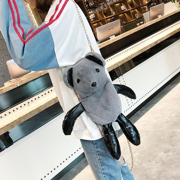 Fashion Gray Bear Shape Decorated Backpack,Backpack