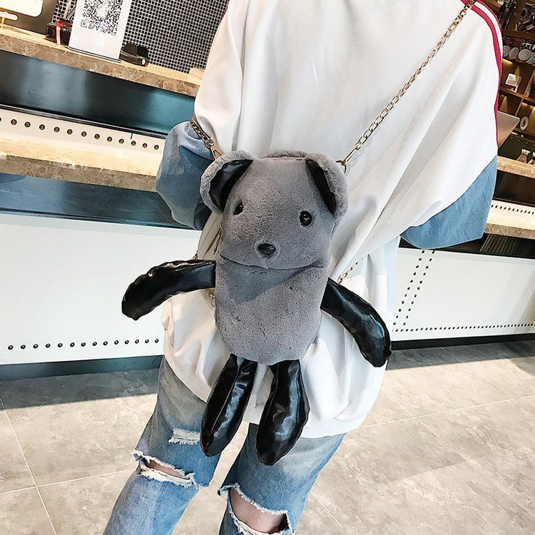 Fashion Gray Bear Shape Decorated Backpack,Backpack