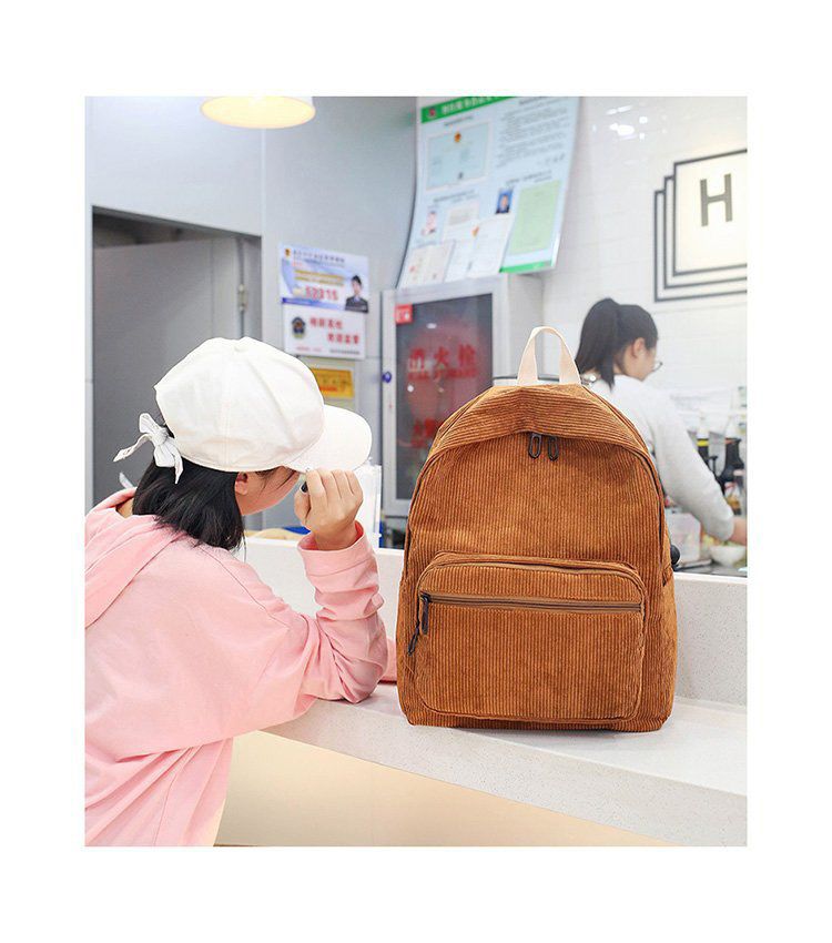 Fashion Brown Zipper Decorated Backpack,Backpack