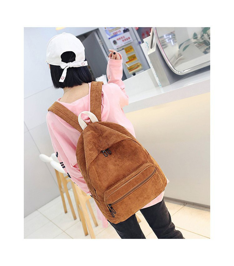 Fashion Brown Zipper Decorated Backpack,Backpack