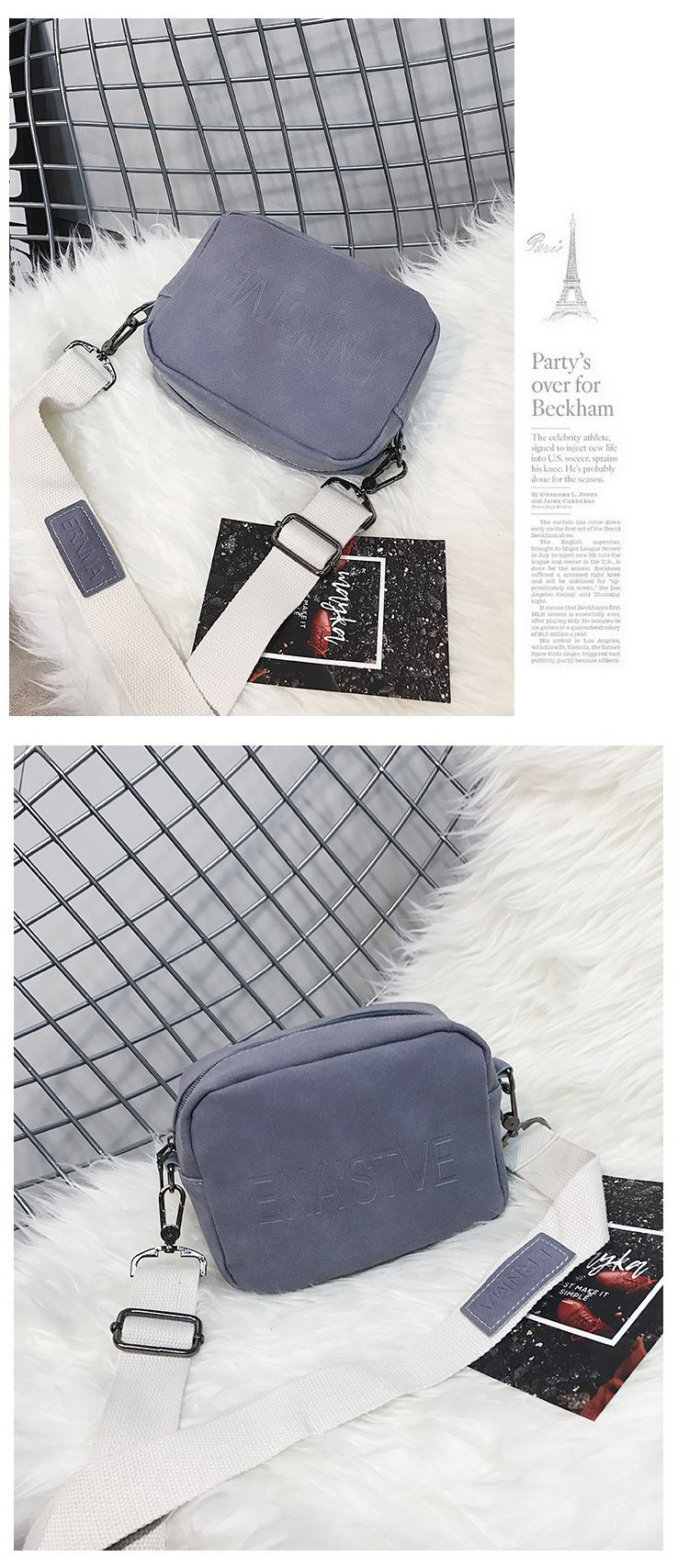 Fashion Light Gray Square Shape Decorated Shoulder Bag,Shoulder bags