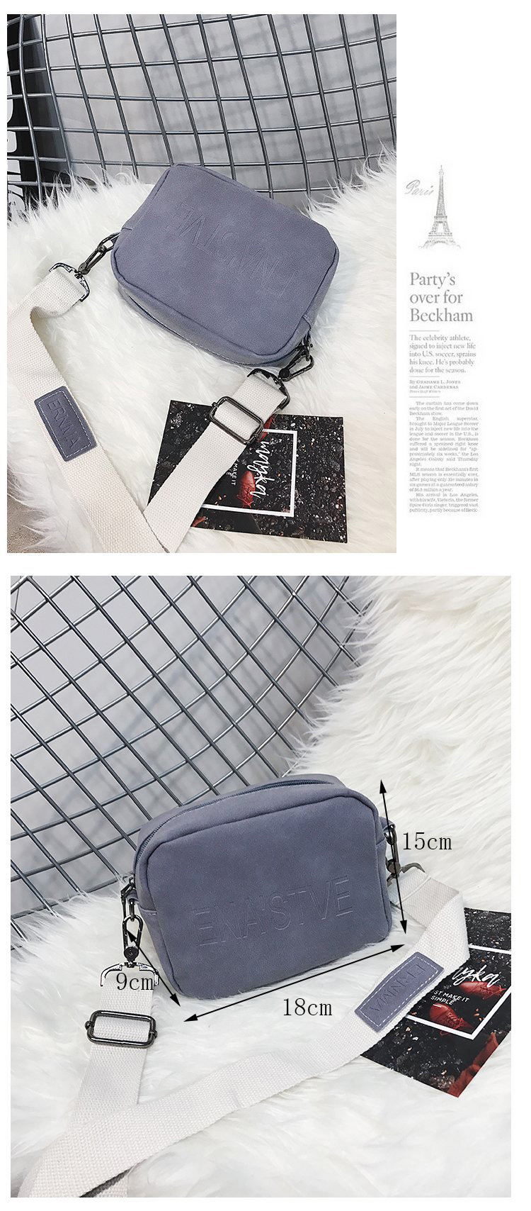 Fashion Light Gray Square Shape Decorated Shoulder Bag,Shoulder bags