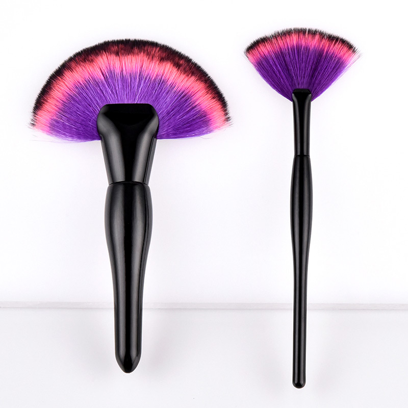 Fashion Light Pureple+black Sector Shape Decorated Makeup Brush (2 Pcs ),Beauty tools