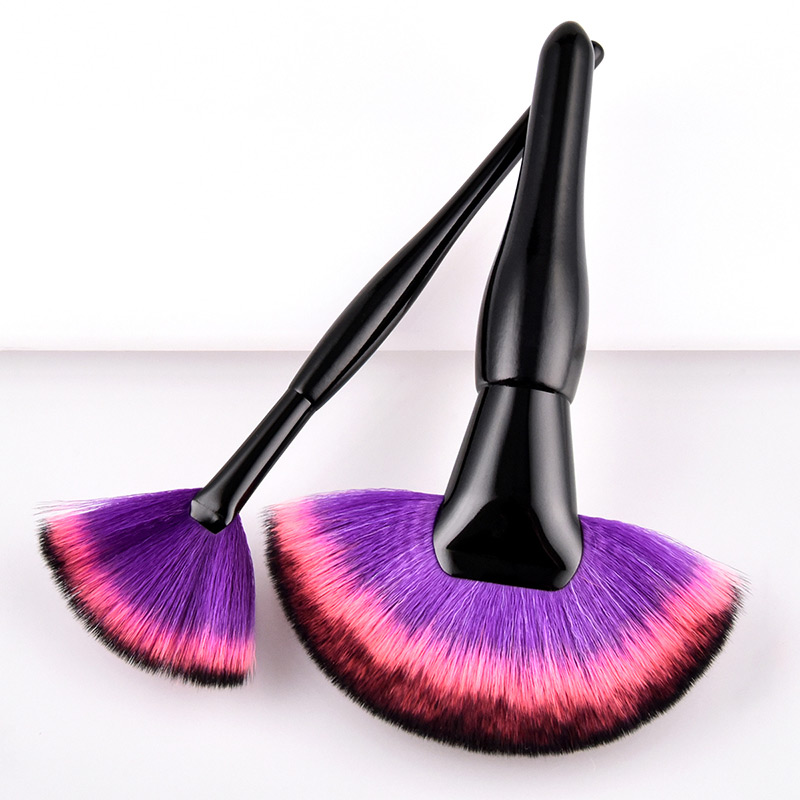 Fashion Light Pureple+black Sector Shape Decorated Makeup Brush (2 Pcs ),Beauty tools
