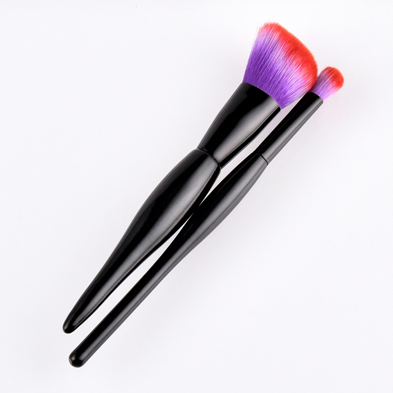 Fashion Red+purple Oblique Shape Decorated Makeup Brush (2 Pcs),Beauty tools