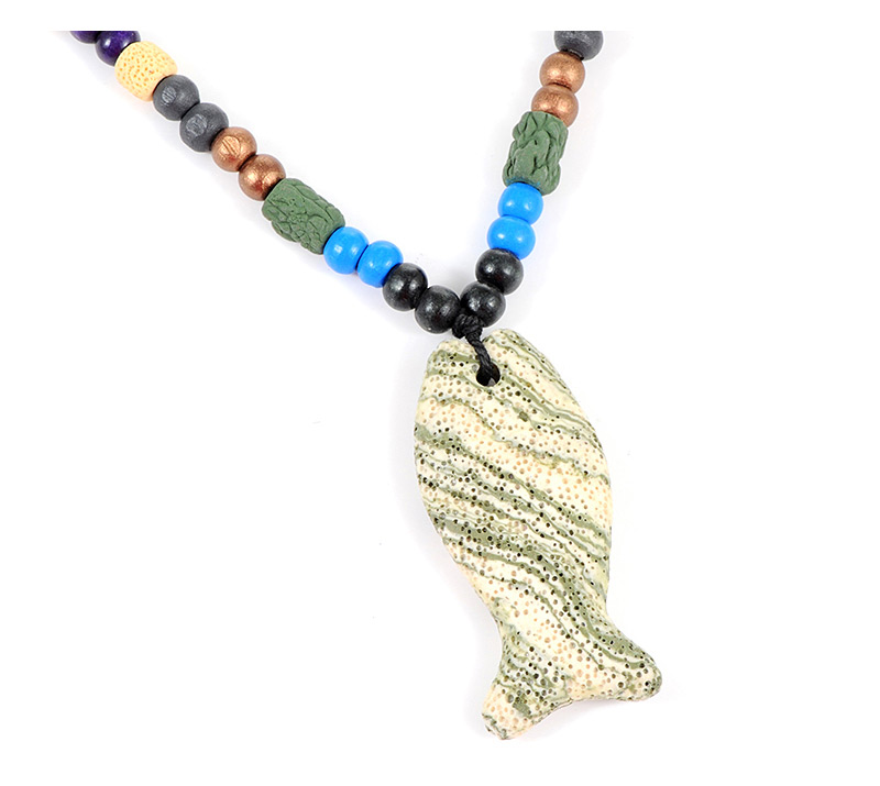 Fashion Blue+white Fish Shape Decorated Necklace,Pendants