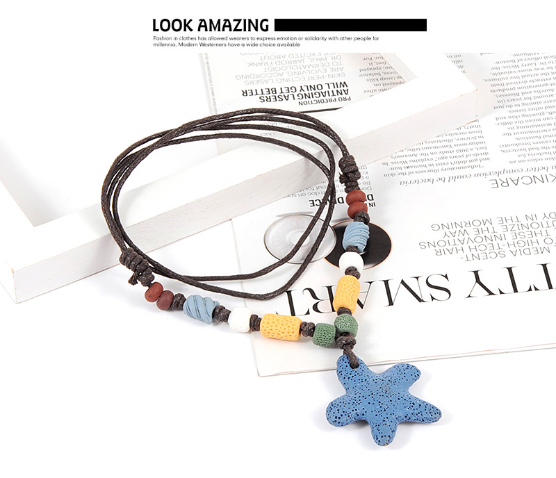 Fashion Light Blue Star Shape Decorated Necklace,Pendants