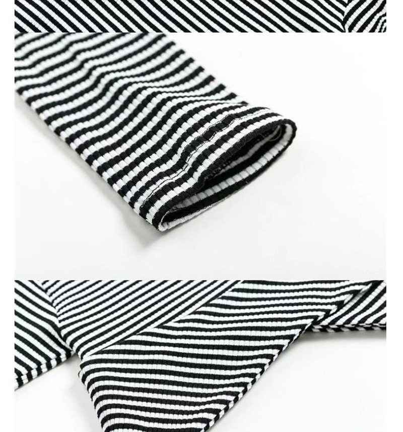 Fashion Black+white Stripe Pattern Decorated Shirt,Pants