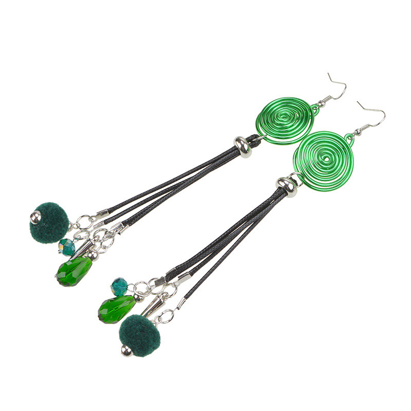 Fashion Green Ball Decorated Pom Earrings,Drop Earrings