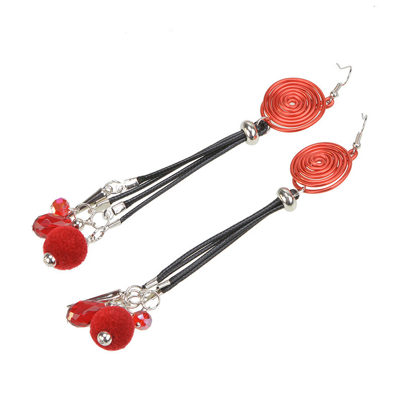 Fashion Red Ball Decorated Pom Earrings,Drop Earrings