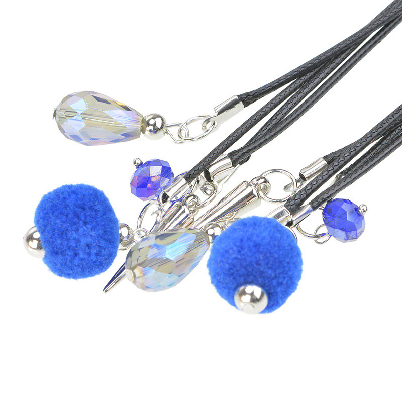 Fashion Blue Ball Decorated Pom Earrings,Drop Earrings
