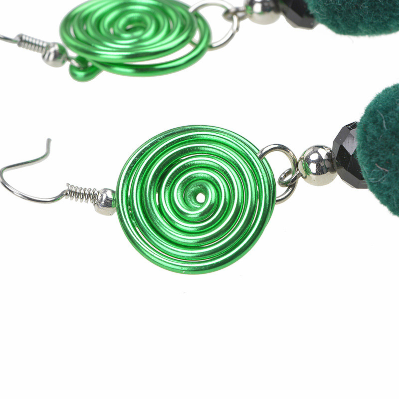 Fashion Green Ball&tassel Decorated Pom Earrings,Drop Earrings
