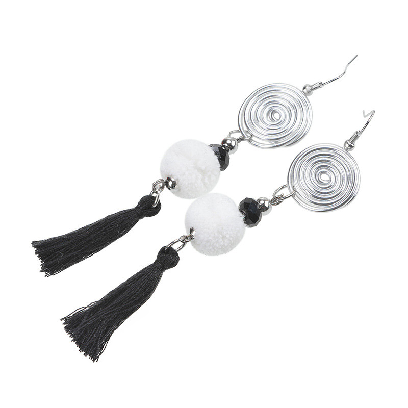 Fashion White Ball&tassel Decorated Pom Earrings,Drop Earrings