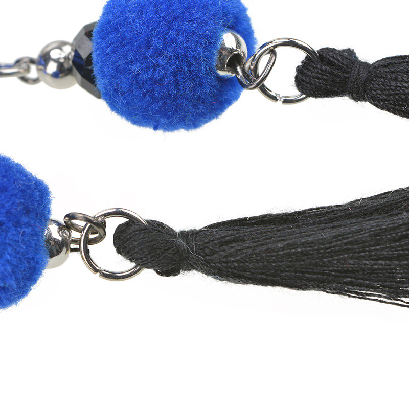 Fashion Blue Ball&tassel Decorated Pom Earrings,Drop Earrings